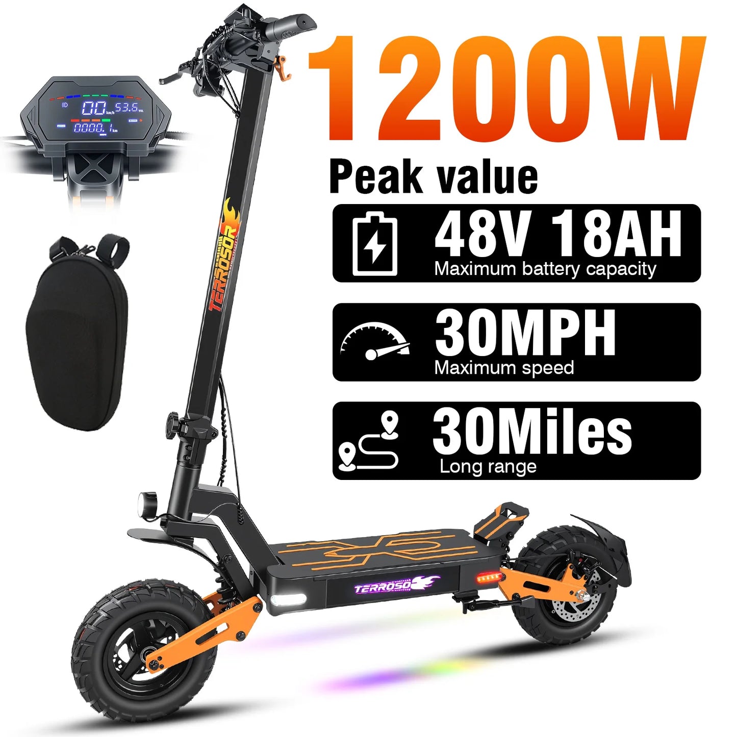 LELEKUAIC 1200W Electric Scooter for Adults Dual Motor