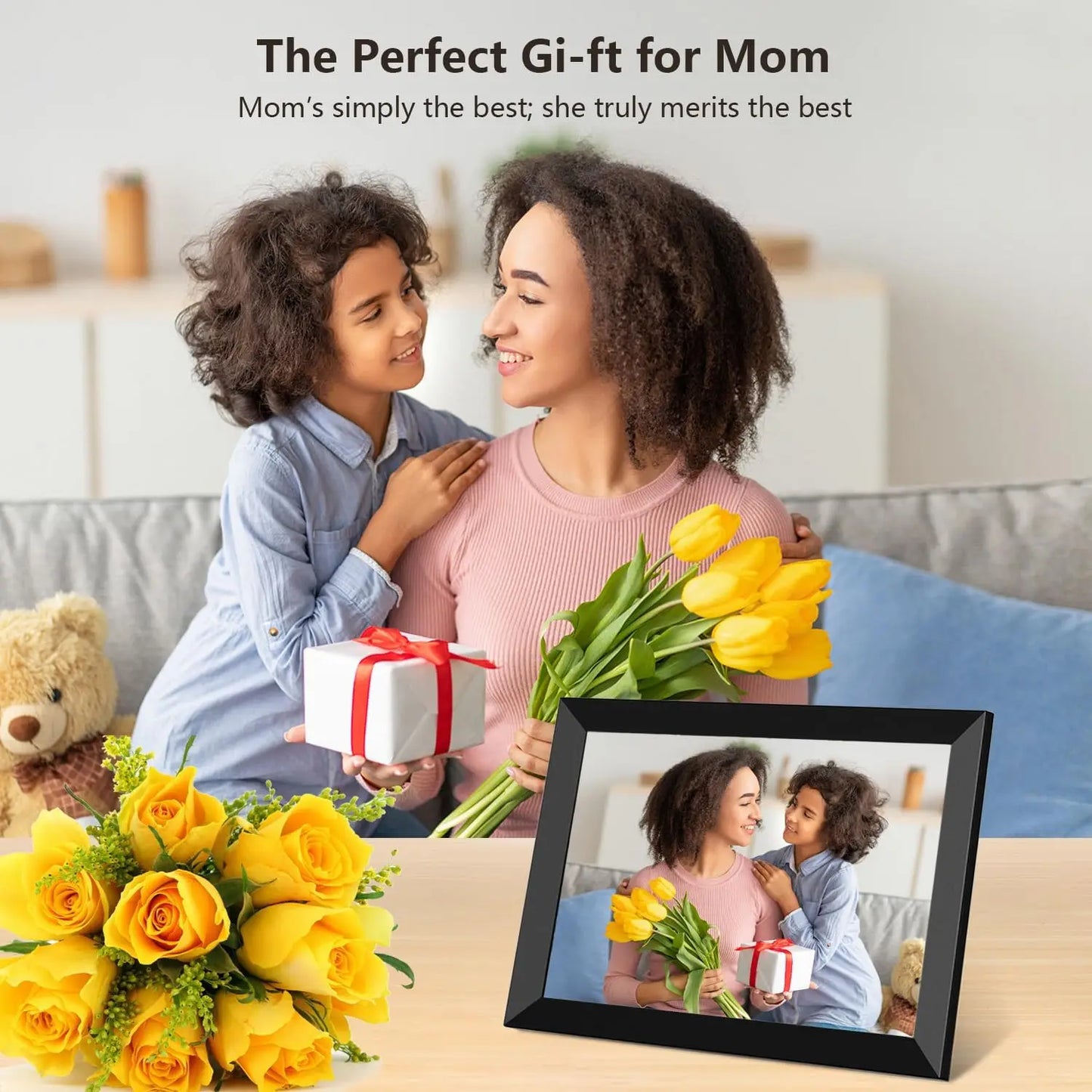 SSAWIFIFRAME Digital Photo Frame 10.1 inch WiFi Digital Picture Frame IPS Touch Screen 32GB Storage Auto-Rotate