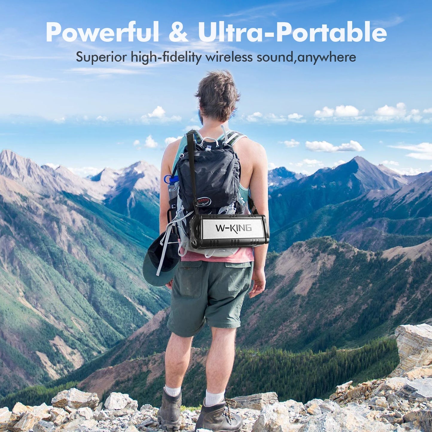 W-KING Bluetooth Speaker, 90W Peak 50W RMS Powerful Bluetooth Speaker Loud IPX6 Waterproof, Large Outdoor Portable Speaker