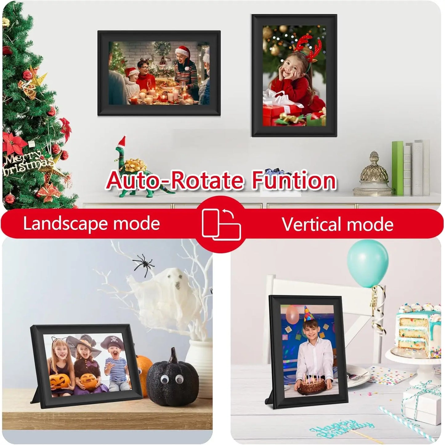 SSA WiFi Frame 32GB 10.1 inch Digital Picture Frame WiFi with IPS Touch Screen Auto-Rotate