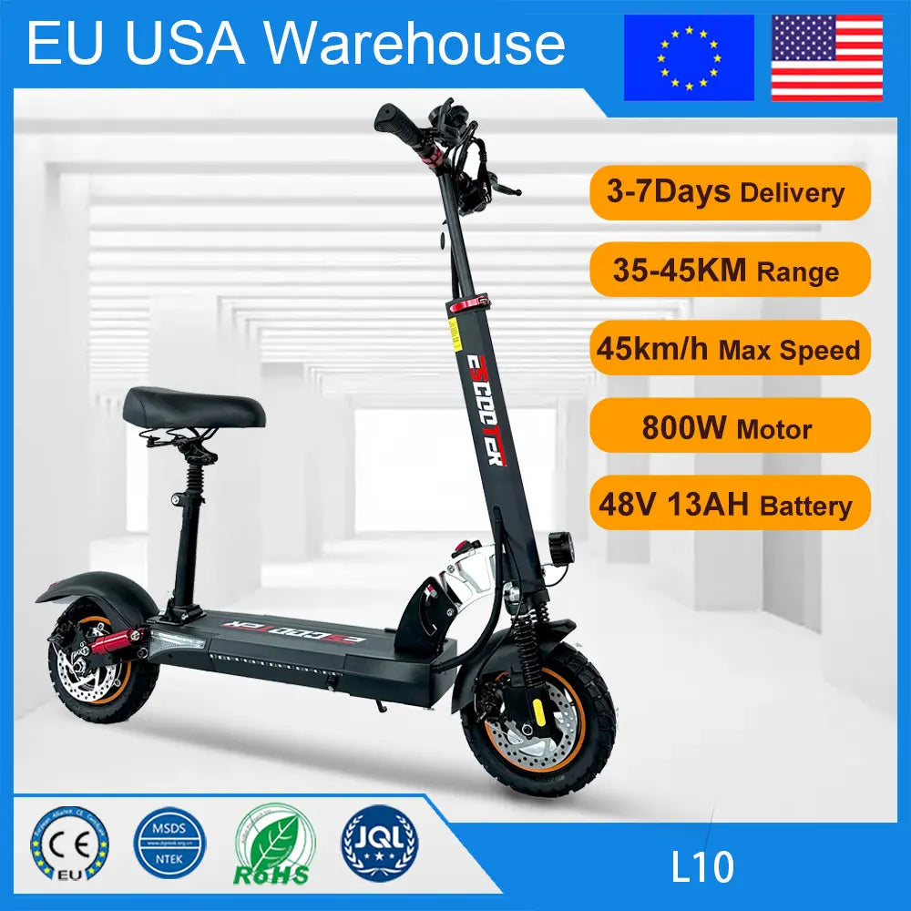 7 Days Delivery 800W Powerful Electric Kick Scooter Anti-skid Off Road Tire 45KM/H e Scooter 45km 55km Range