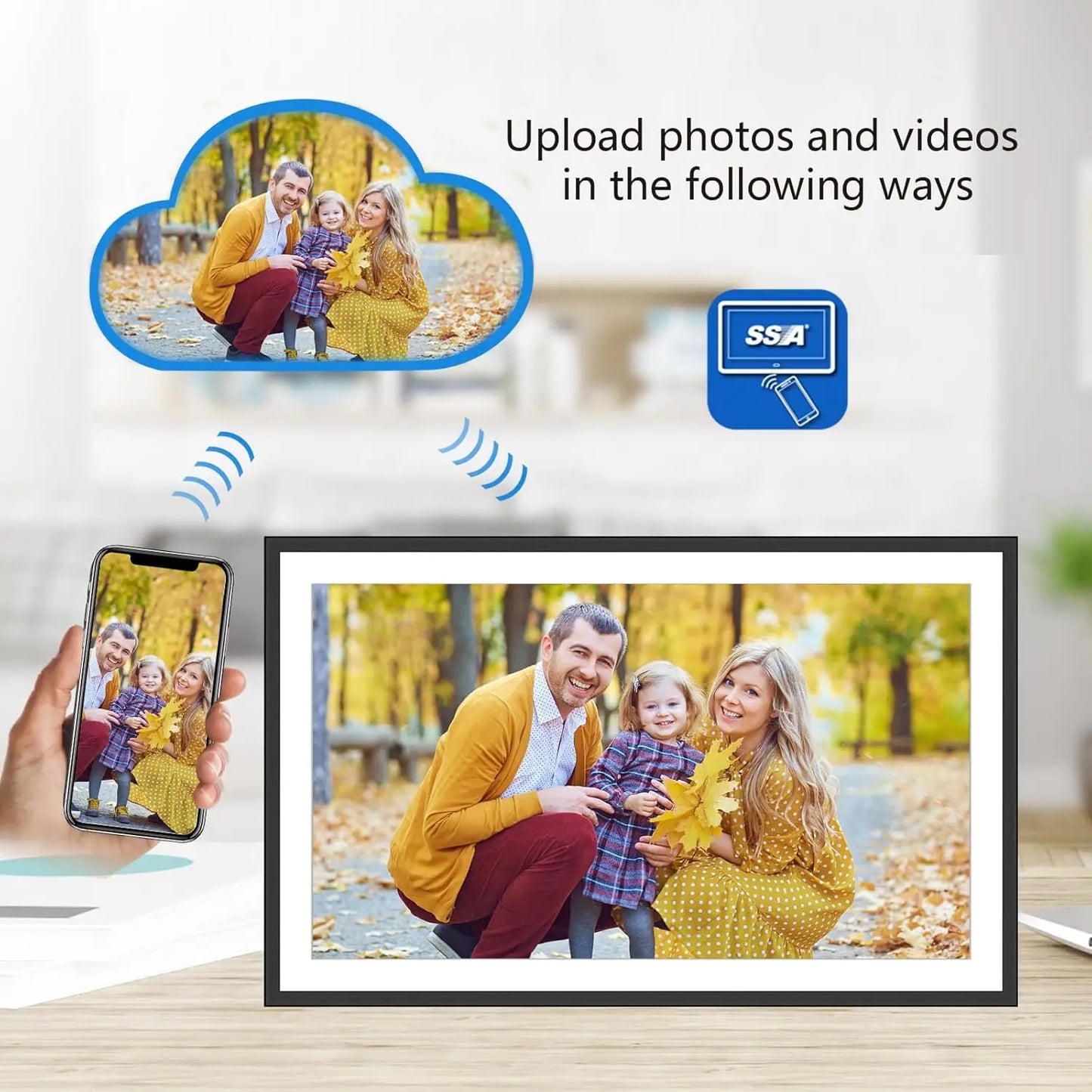 SSA 32GB 15.6 Inch WiFi Digital Photo Frame 1920x1080 FHD LCD Touch Screen,Best Christmas gift for friends and family