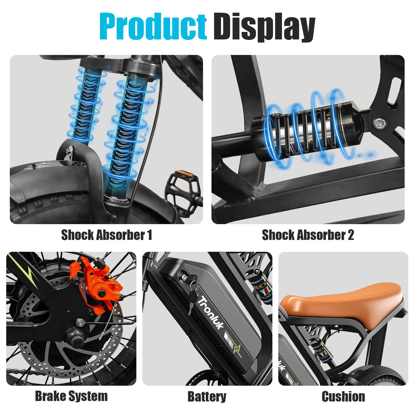 GT600 1000W Fat Tire Electric Mountain Bike For Adults