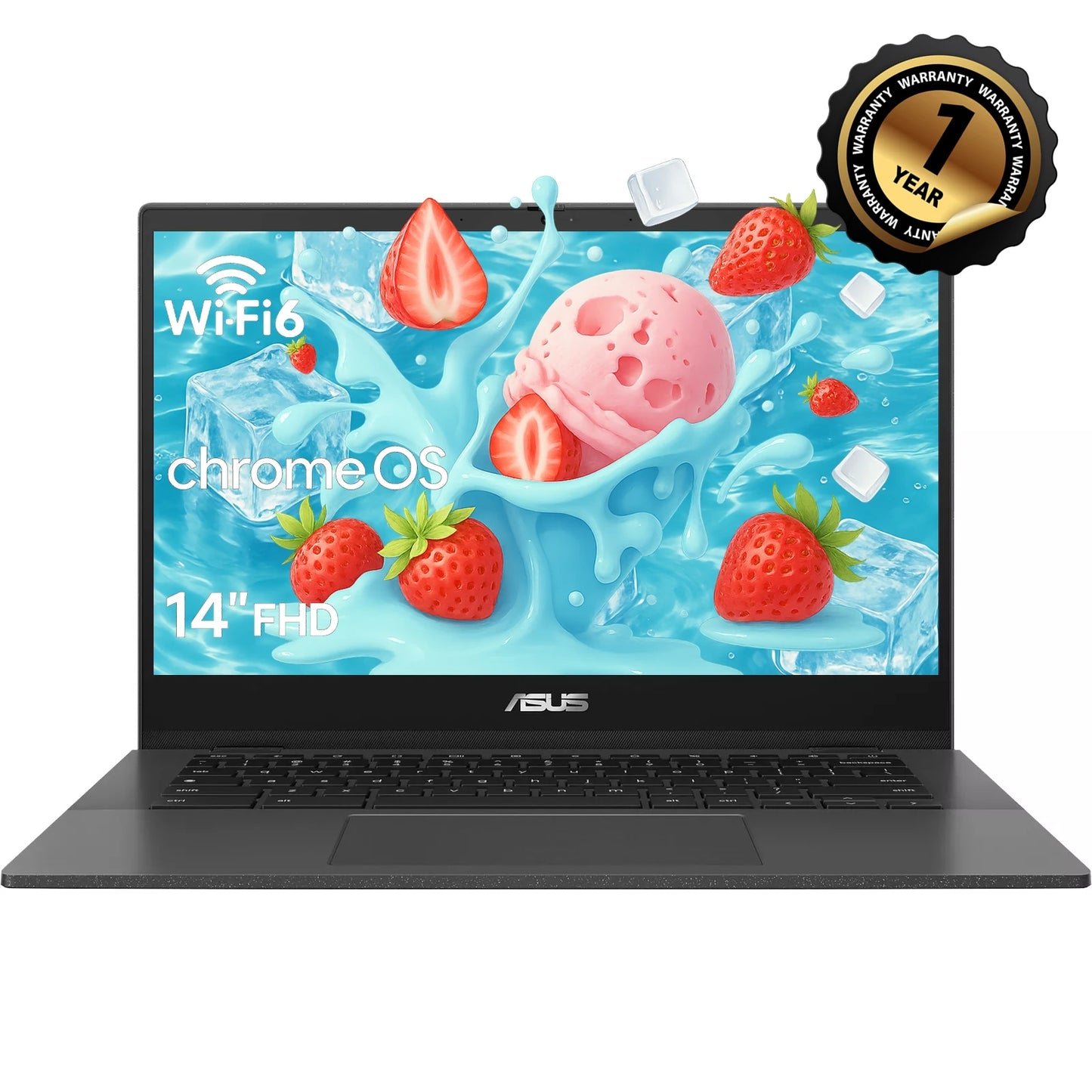ASUS Chromebook 14" Business Laptop,MediaTek Kompanio 520,4GB RAM,320GB Storage(64GB eMMC+256GB SD Card),Gray,Chrome OS