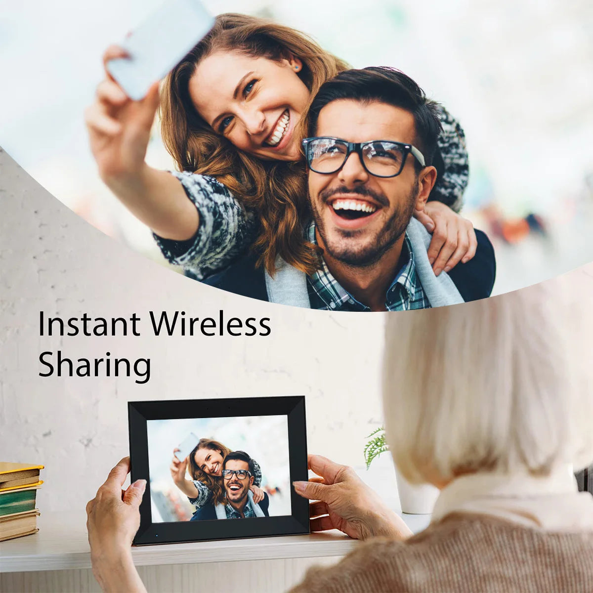 2025 PF1006 Digital Picture Frame 10.1 Inch 32GB Storage Smart WiFi digital photo frame with 1280x800 IPS HD Touch Screen Wall
