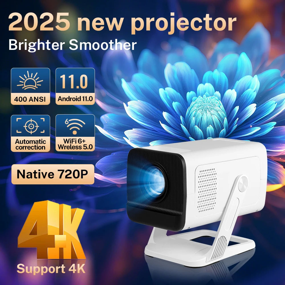 LynCast 4K Portable Proyector 1280P 400ANSI Movie Projector Compatible with TV Stick/Smartphone/HDMI/USB for Bedroom/ Outdoor Ca