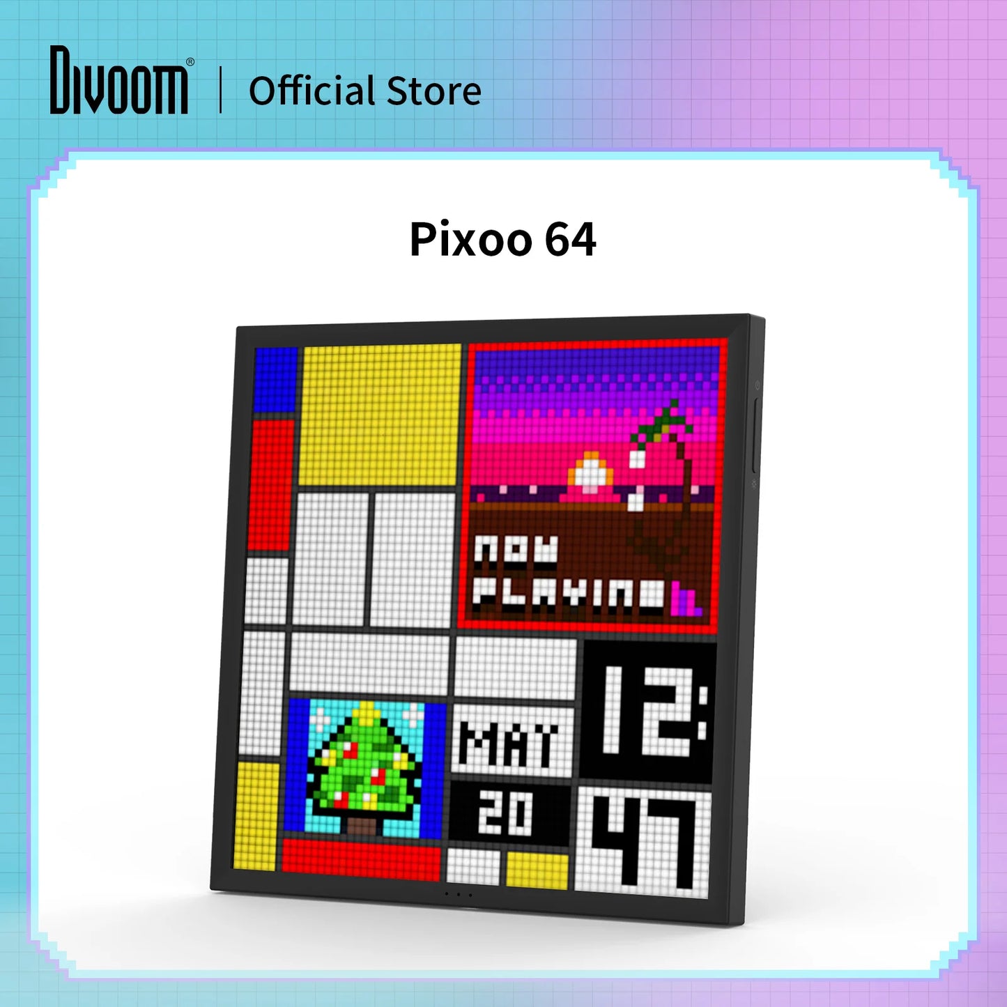 Divoom Pixoo 64 Digital Photo Frame with 64*64 Pixel Art LED Picture Electronic Display Board,Neon Light Sign Home Decoration