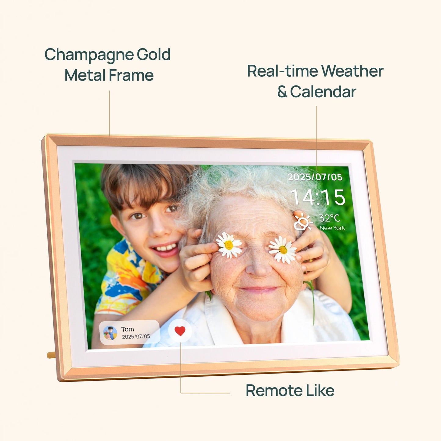ARZOPA 14 Inch WiFi Digital Photo Frame IPS HD Touch Screen Unlimited Free Cloud Storage Remote Photo Video Share Family Gift