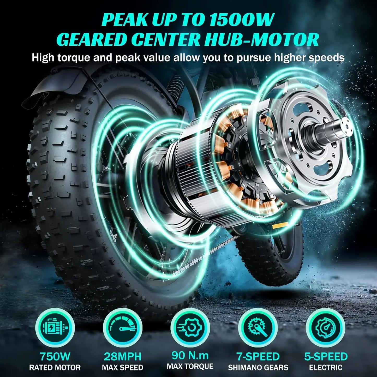 TST R002S 1500W Electric Fat Tire Mountain Bike All Terrain