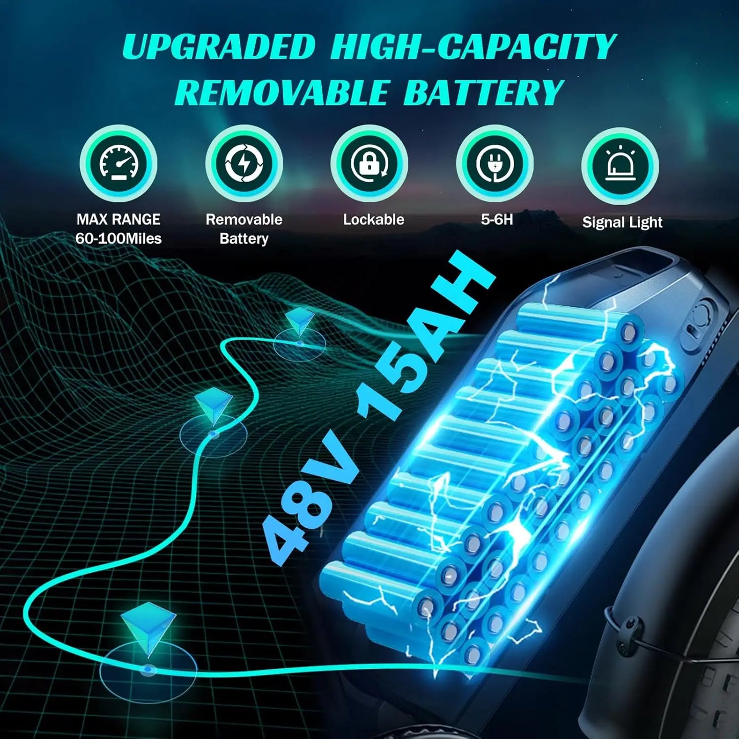 TST R002S 1500W Electric Fat Tire Mountain Bike All Terrain