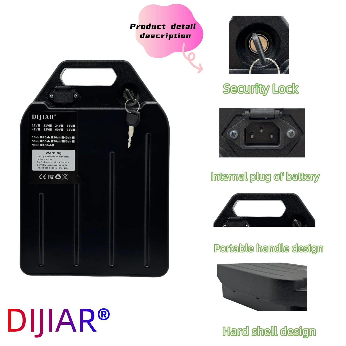 18650 60V lithium-ion battery, in stock, 20AH-100AH application 250W~3000W suitable for Harley folding Citycoco electric scooter