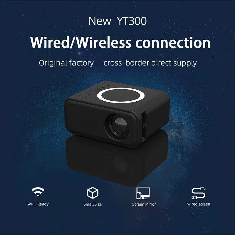Halloween Gift New YT300 Entertainment Portable Projector 320*240P Wire&Wireless Screen Mirroring Home Gadgets Mini Projector