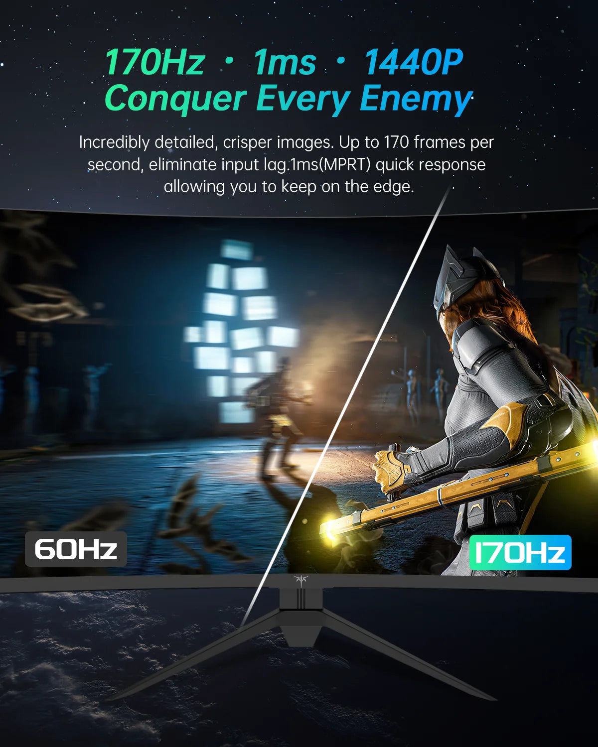 KTC Curved Gaming Monitor 2K QHD 180Hz HDR10 GSync