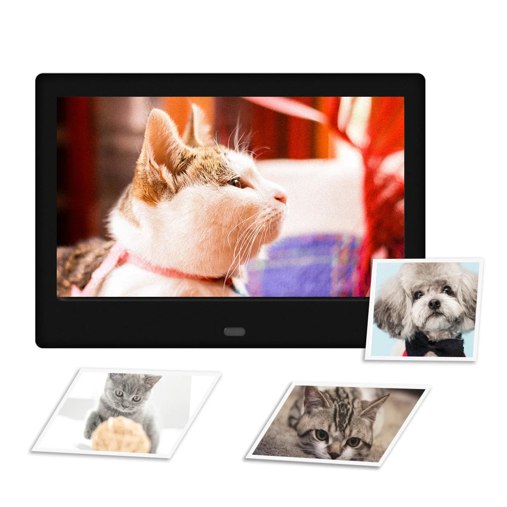 7inch HD LED Digital Photo Frame Clock Calendar Video Player Support USB/MMC/SD/MS Card 800*480 MP3 MP4 Movie Player for Friends