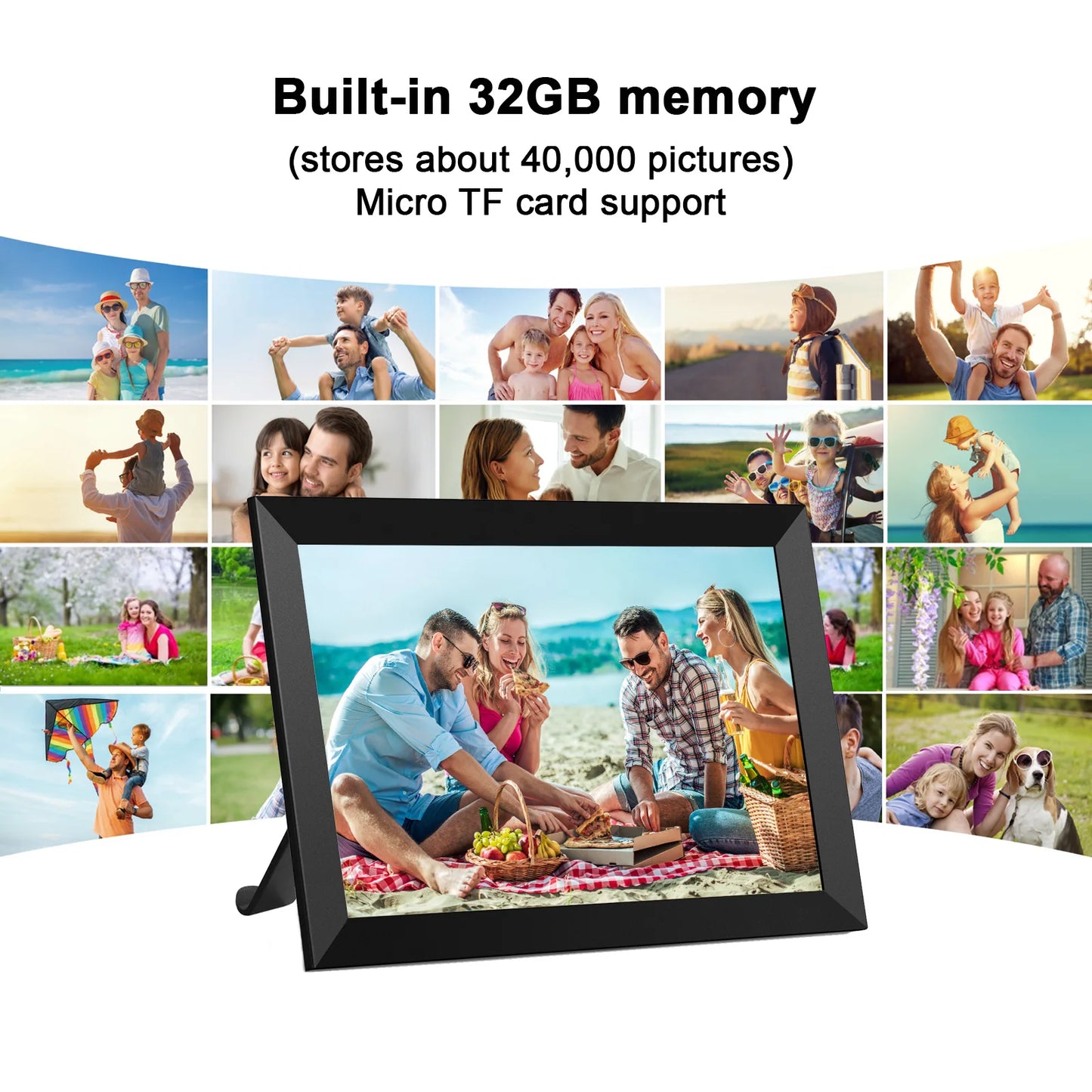 32GB 10.1 Inch Smart WiFi Digital Photo Frame 1280x800 IPS LCD Touch Screen,Best Christmas birthday gift for friends and family