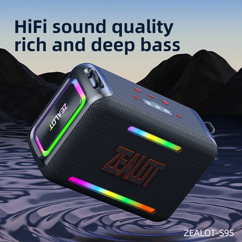 ZEALOT-S95 120W Waterproof Portable Loud Bluetooth Speaker, Wireless Outdoor Boombox SubwooferTriple Passive Radiators-Deep Bass