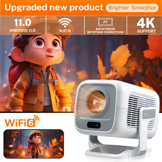 LnyCast Projector Native 1080P 350ANSI 4K Ultra HD 4500 Lumens Dual Wifi6 BT 5.4 Android 14 Home Theater Cinema Projectors X3AQ
