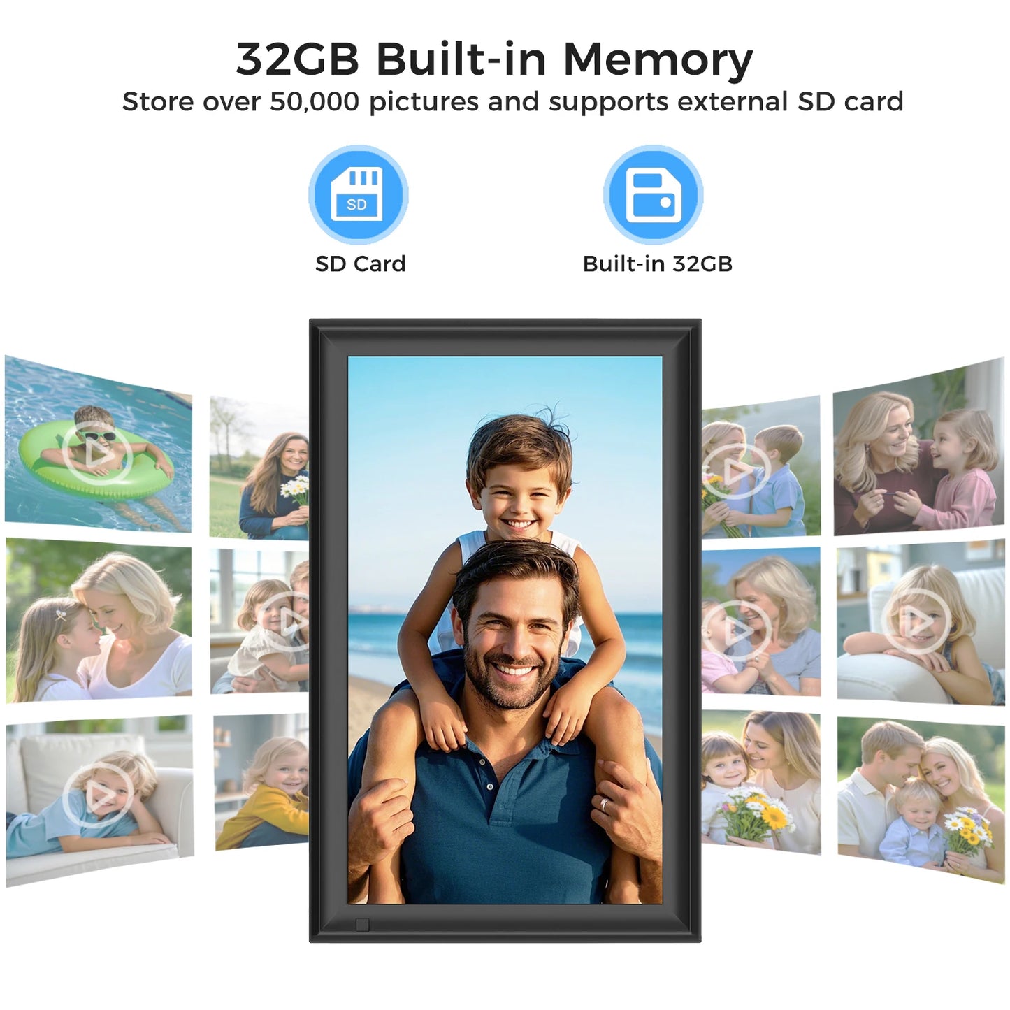 Frameo 15.6 Inch Large Digital Photo Frame, Digital Picture Frame WiFi, IPS HD Touch Screen, 32GB Storage