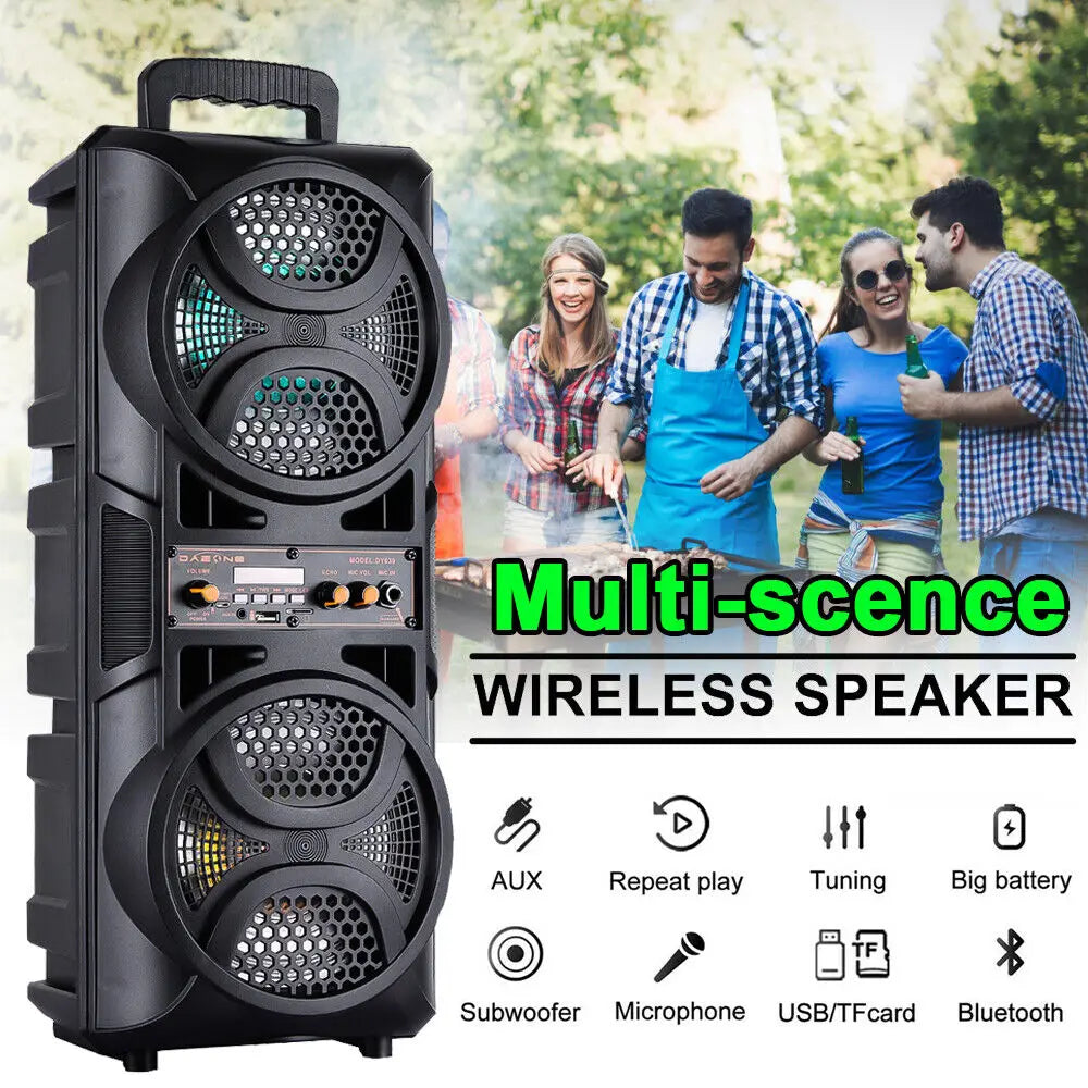 Portable 3000W Bluetooth Speaker Subwoofer Heavy Bass Sound System Party DJ karaoke Remote &MIC