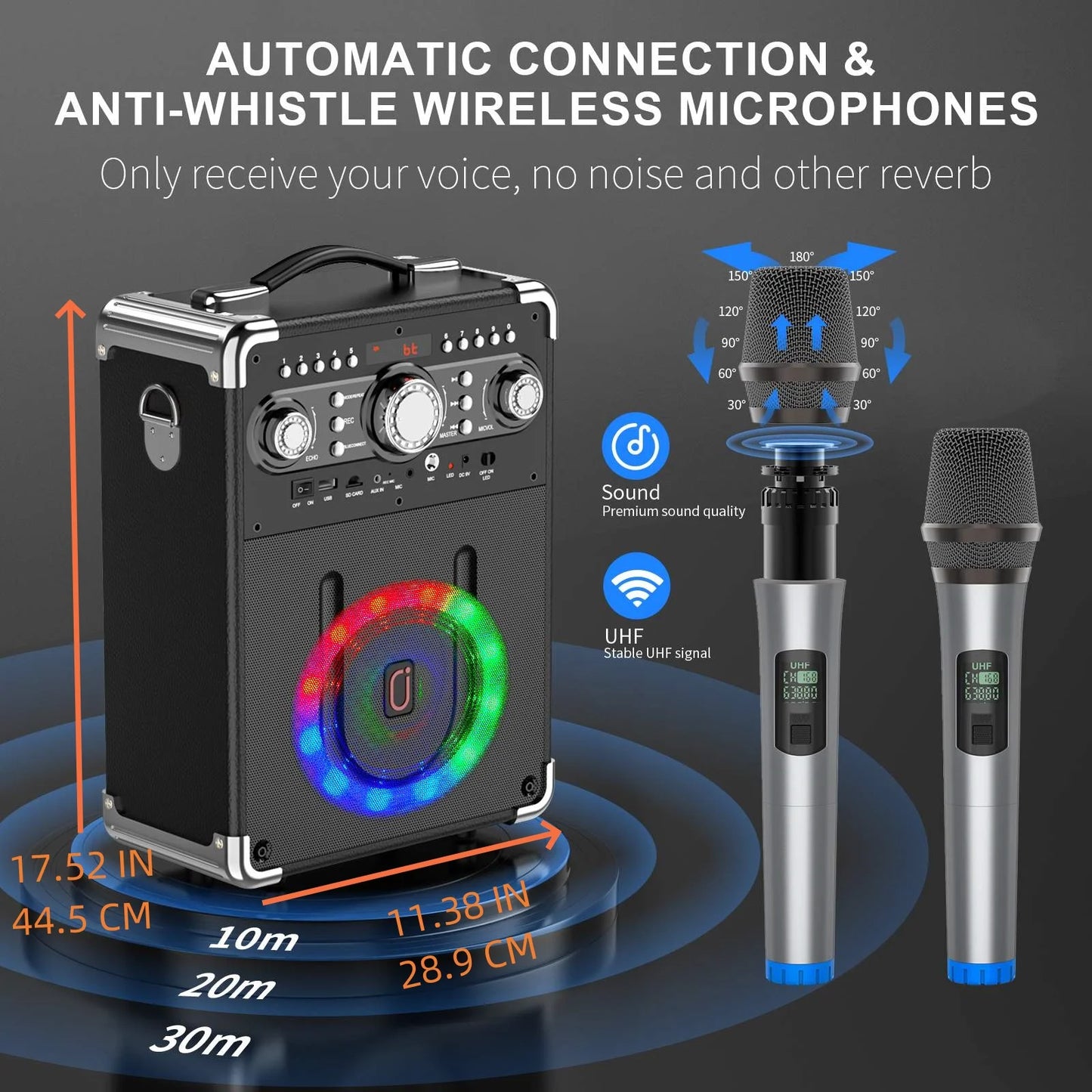 S8-T Kara Ok with 3 Microphones, Portable Bluetooth 5.3 Kara Ok Speaker, Suitable for Outdoor Activities, Parties and Parties