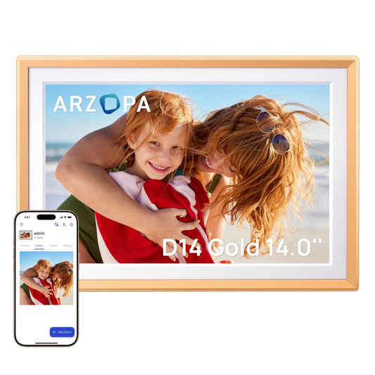 ARZOPA 14 Inch WiFi Digital Photo Frame IPS HD Touch Screen Unlimited Free Cloud Storage Remote Photo Video Share Family Gift