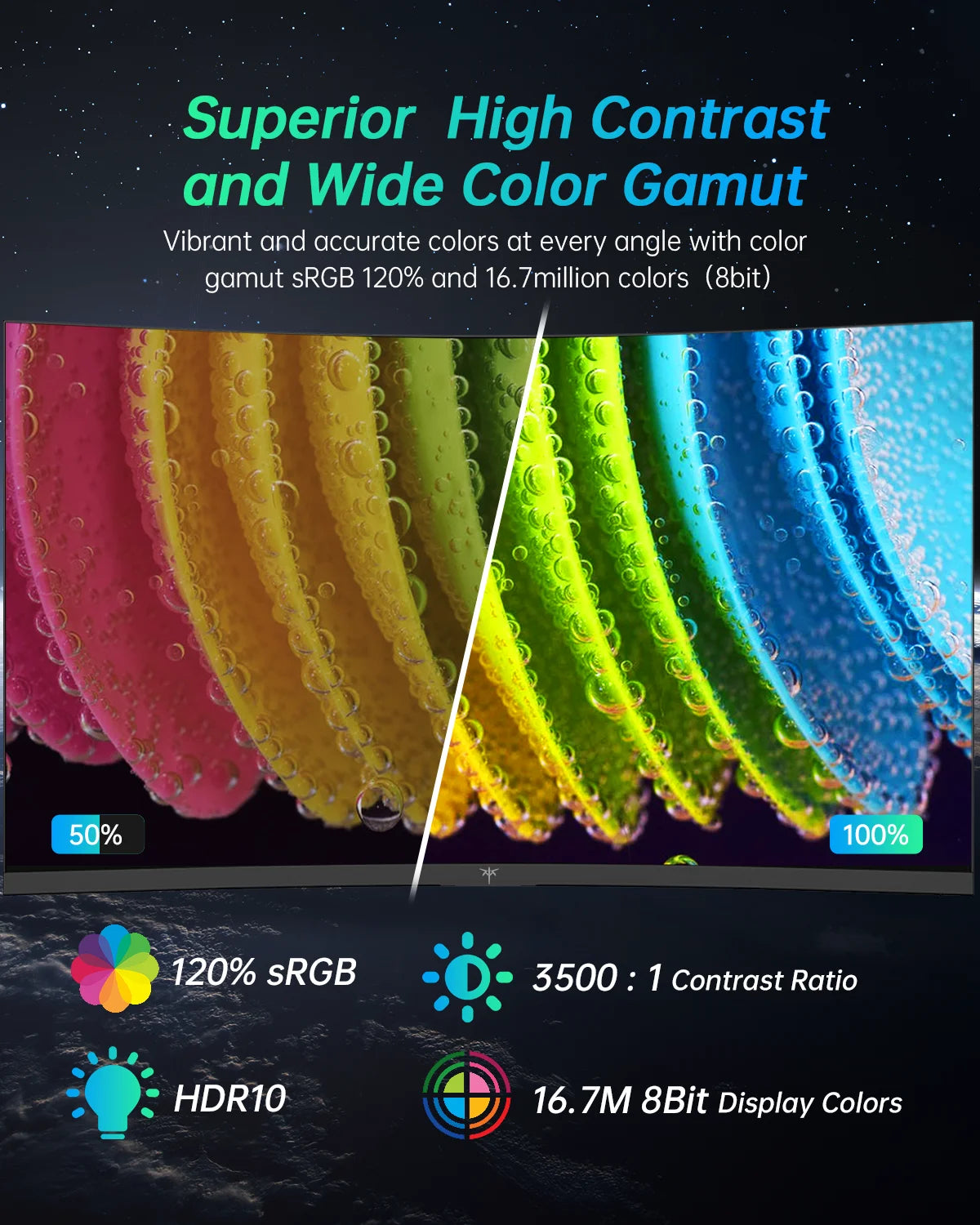 KTC Curved Gaming Monitor 2K QHD 180Hz HDR10 GSync