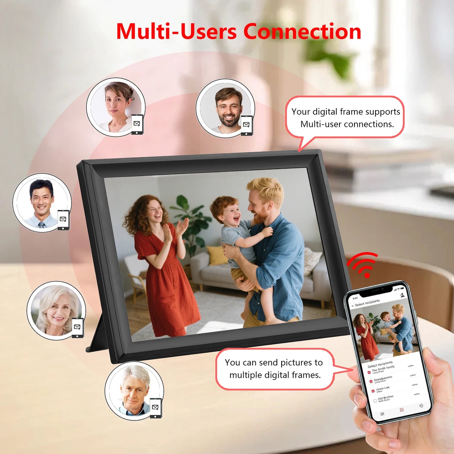 Frameo 15.6 Inch Large Digital Photo Frame, Digital Picture Frame WiFi, IPS HD Touch Screen, 32GB Storage