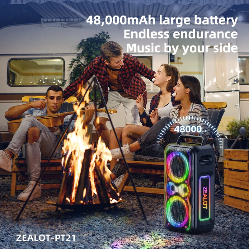 ZEALOT-PT21 200W Portable Bluetooth Speaker, Wireless Speaker IPX5 Waterproof Bluetooth Speakers with Subwoofer，Bass Boost