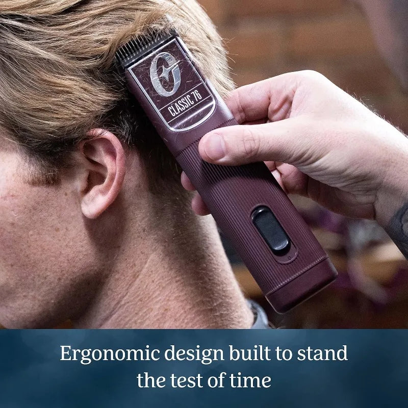Oster Professional Cordless Hair Clippers, Classic 76 for Barbers and Hair Cutting with Detachable Blade, Burgundy