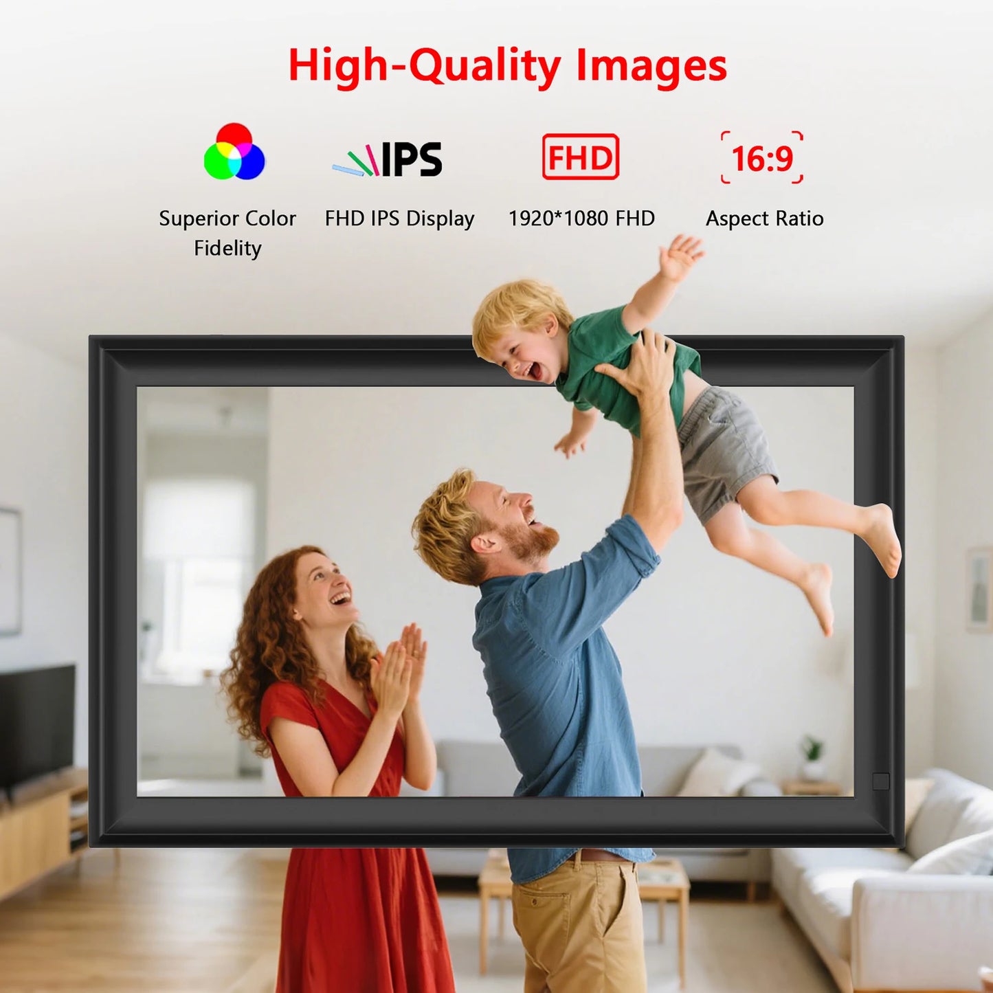 Frameo 15.6 Inch Large Digital Photo Frame, Digital Picture Frame WiFi, IPS HD Touch Screen, 32GB Storage