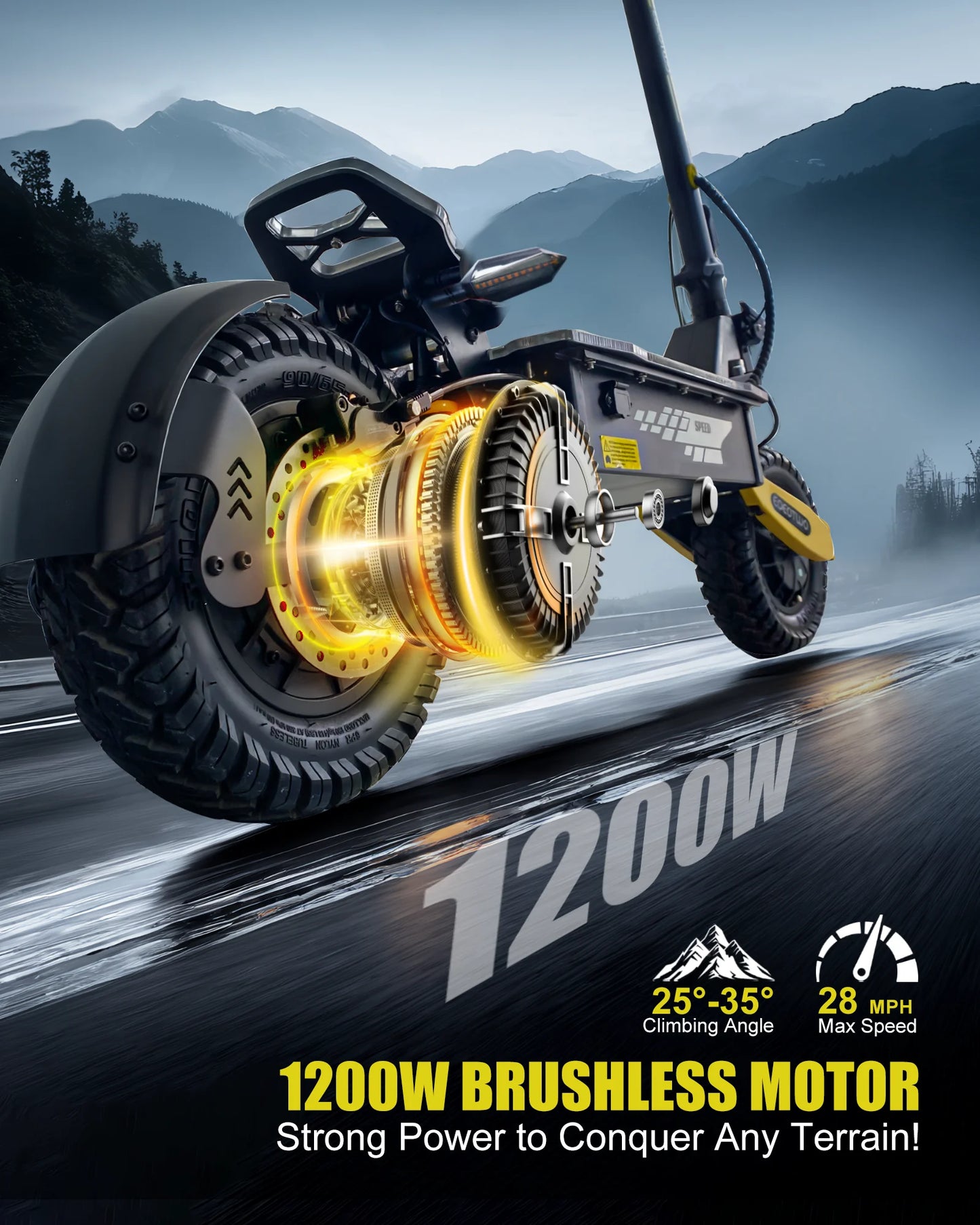 EOEOTWO GT06 Electric Scooter Adults 1200W Motor 48V13/23AH Lithium Battery 28MPH E Scooters Dual Suspensions + 1 Year Warranty