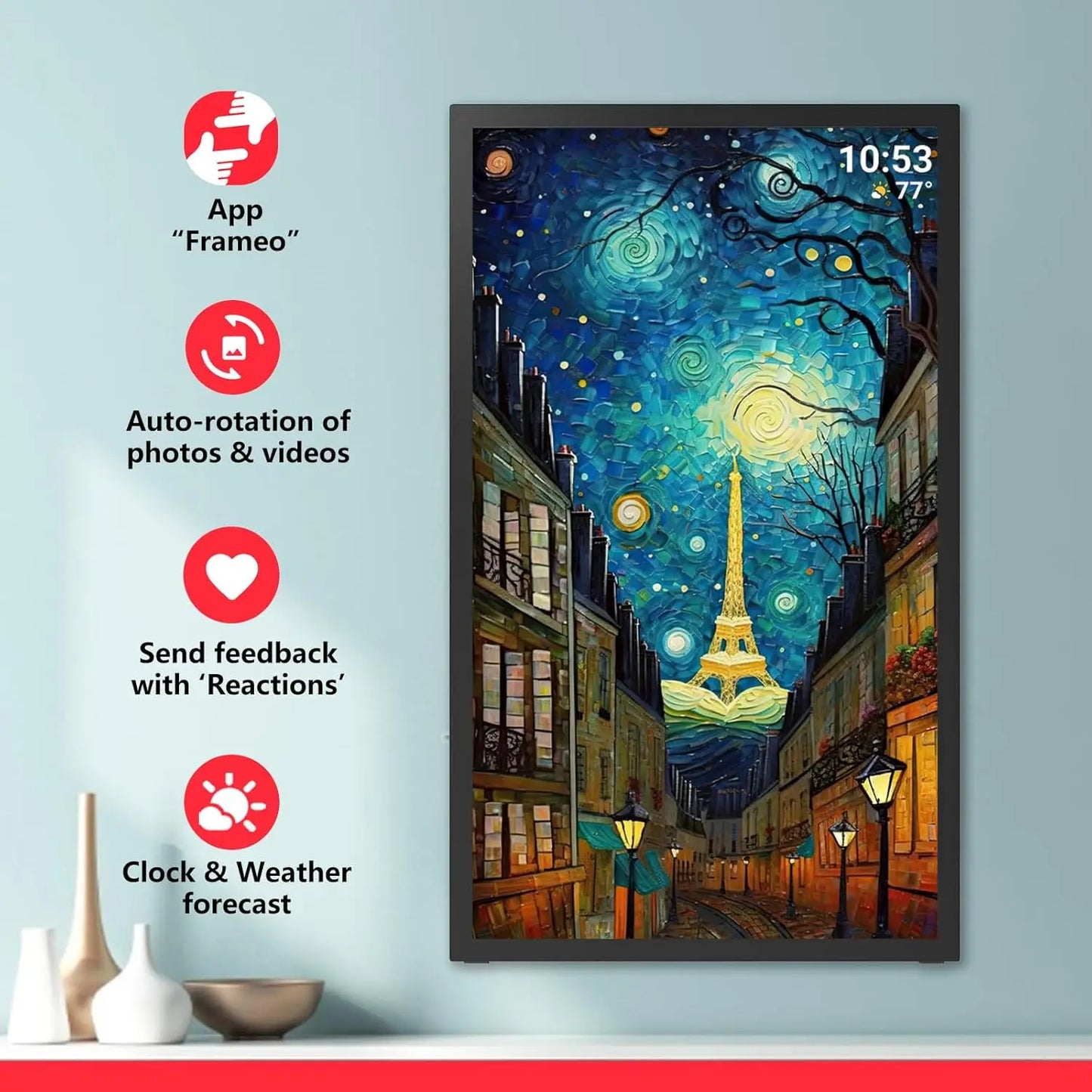 Frameo 21.5 Inch 64GB Smart WiFi Digital Photo Frame 1920x1080 FHD LCD Touch Screen,Best Christmas gift for friends and family
