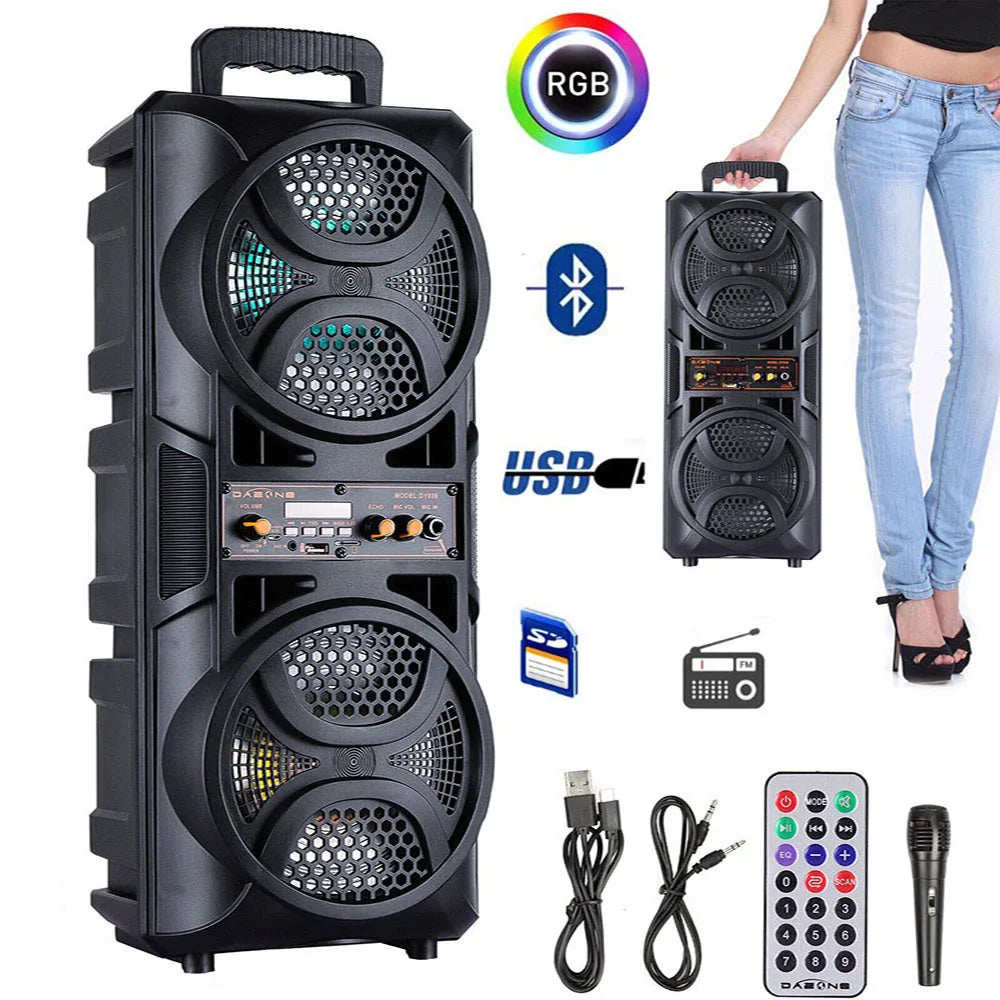 Portable 3000W Bluetooth Speaker Subwoofer Heavy Bass Sound System Party DJ karaoke Remote &MIC