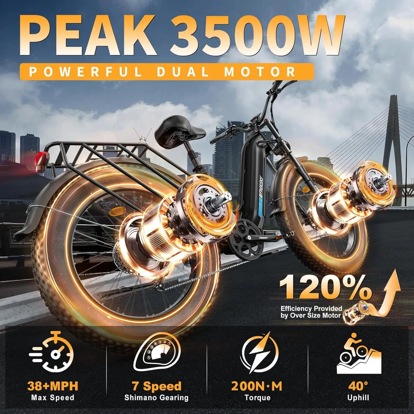 All Terrain Electric Bike 3500W Dual Motor For Adults