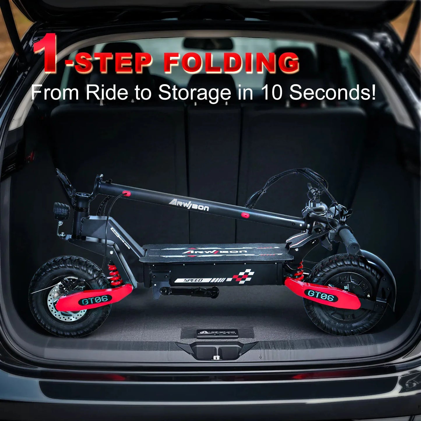 Arwibon GT06 1200W Foldable E-Scooter for Adults -Max Speed 25MPH, 48V 13AH/23.4AH, 11"Off-Road Tires | US Stock, Factory Direct