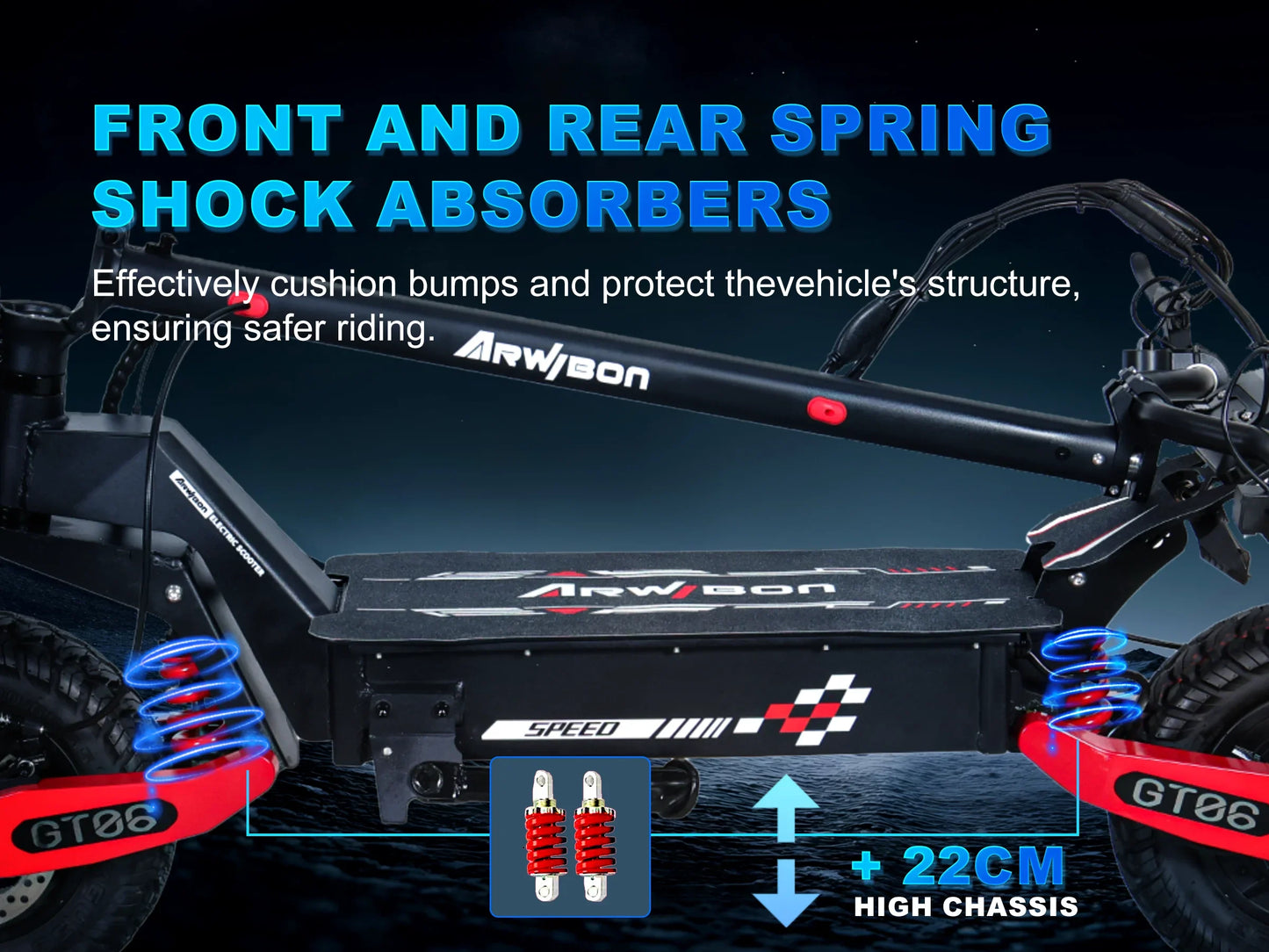 Arwibon GT06 1200W Foldable E-Scooter for Adults -Max Speed 25MPH, 48V 13AH/23.4AH, 11"Off-Road Tires | US Stock, Factory Direct