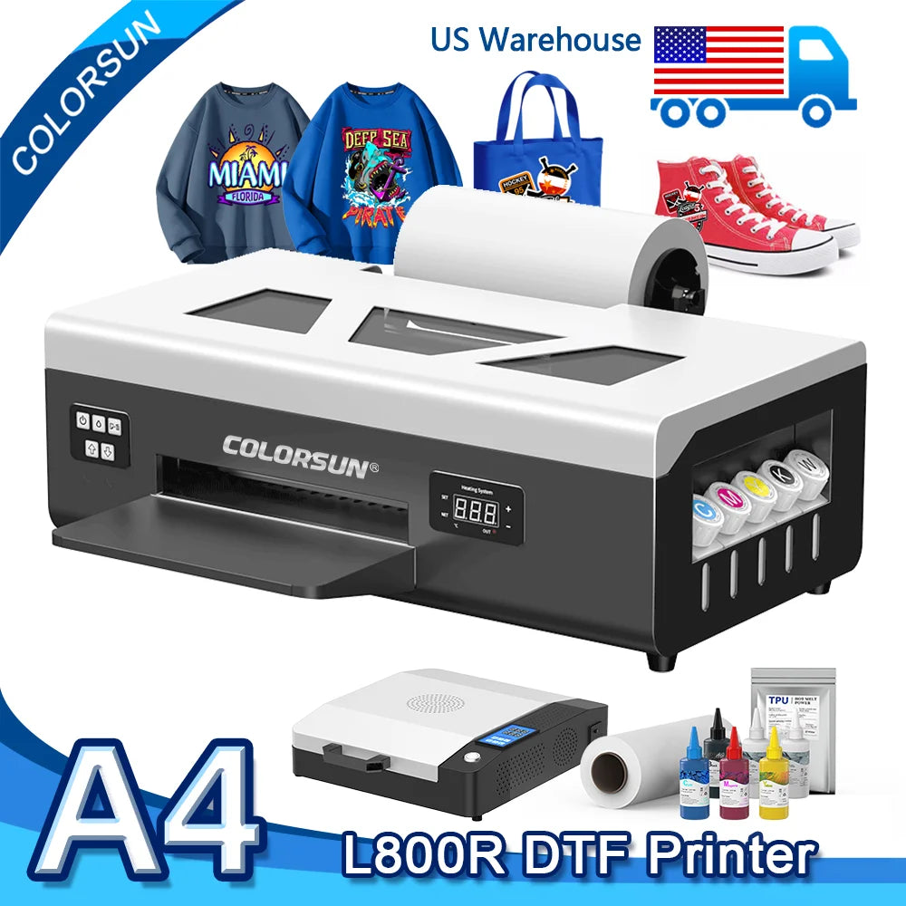 Colorsun A4 DTF Printer For Epson L805 Impressora A4 DTF Printing Machine Direct to Film T-shirt Printers For T-Shirt Hoodies