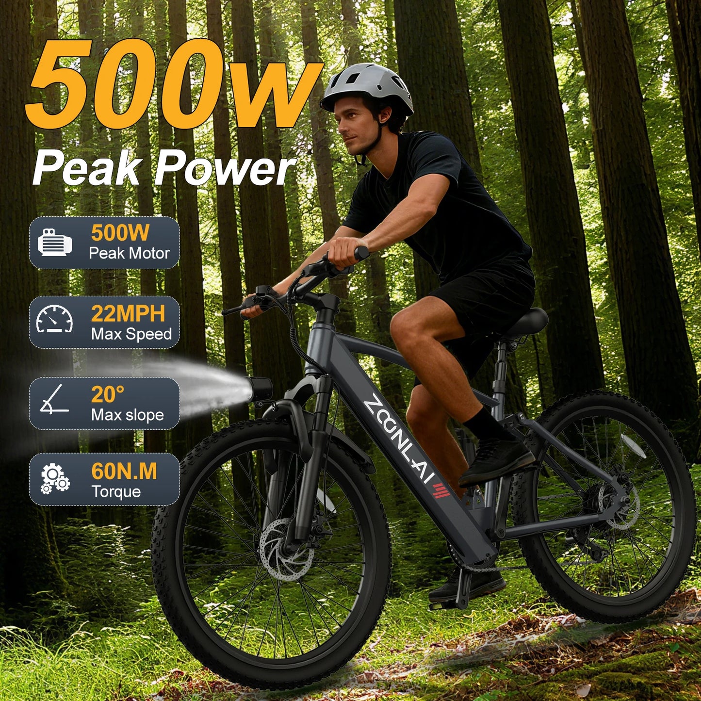 Local Warehouse ZL  L26-1 Adult Ebike Peak 500W Battery Commuter Electric Bicycle 26 Tire Front and rear shock absorbers
