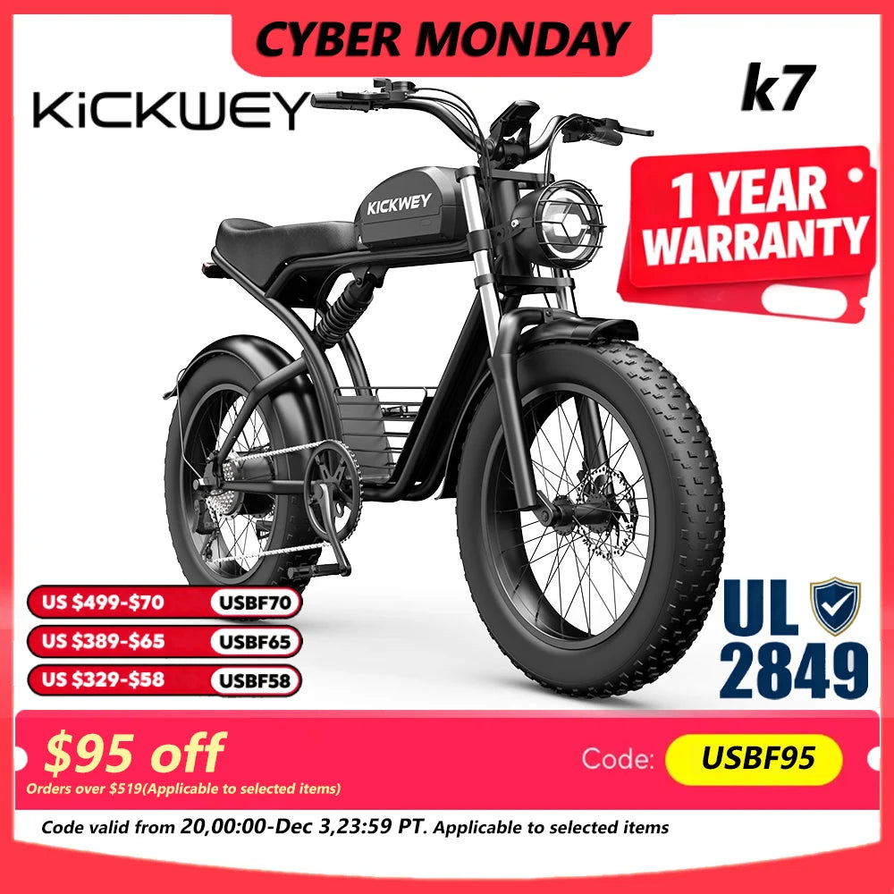 Kickwey K7 Electric Bike 1500W 48V Fat Tire Mountain