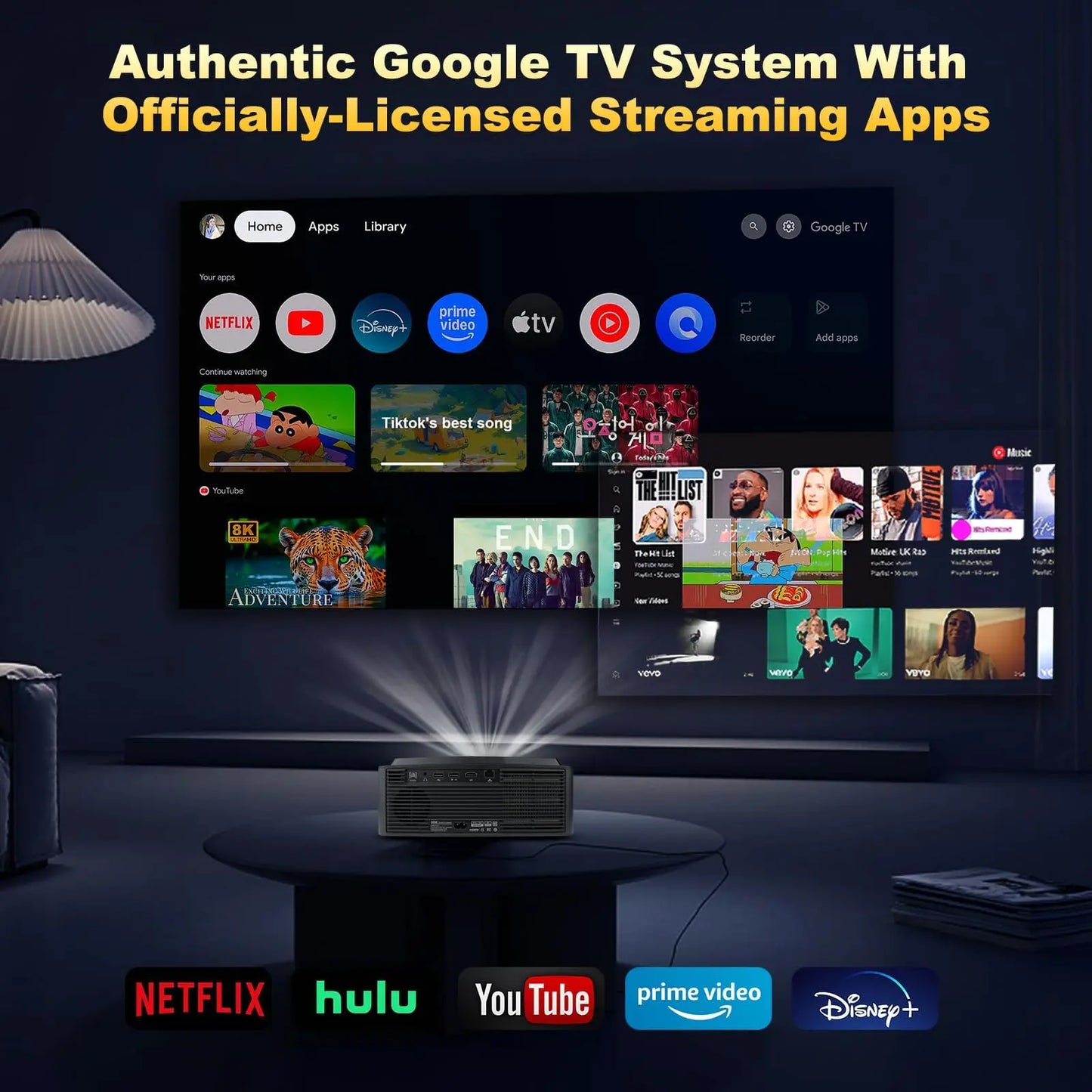 DESS 4K Auto Focus Smart Projector With Netflix TV