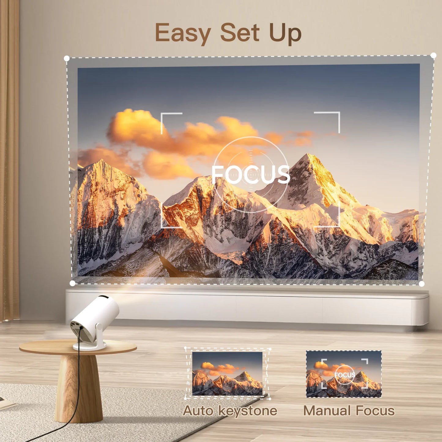 LynCast Projector HY300 Pro+ 4K Android 11 Dual Wifi6 300ANSI Allwinner H713 BT5.4 720P Native Outdoor Video Home Theater Cinema