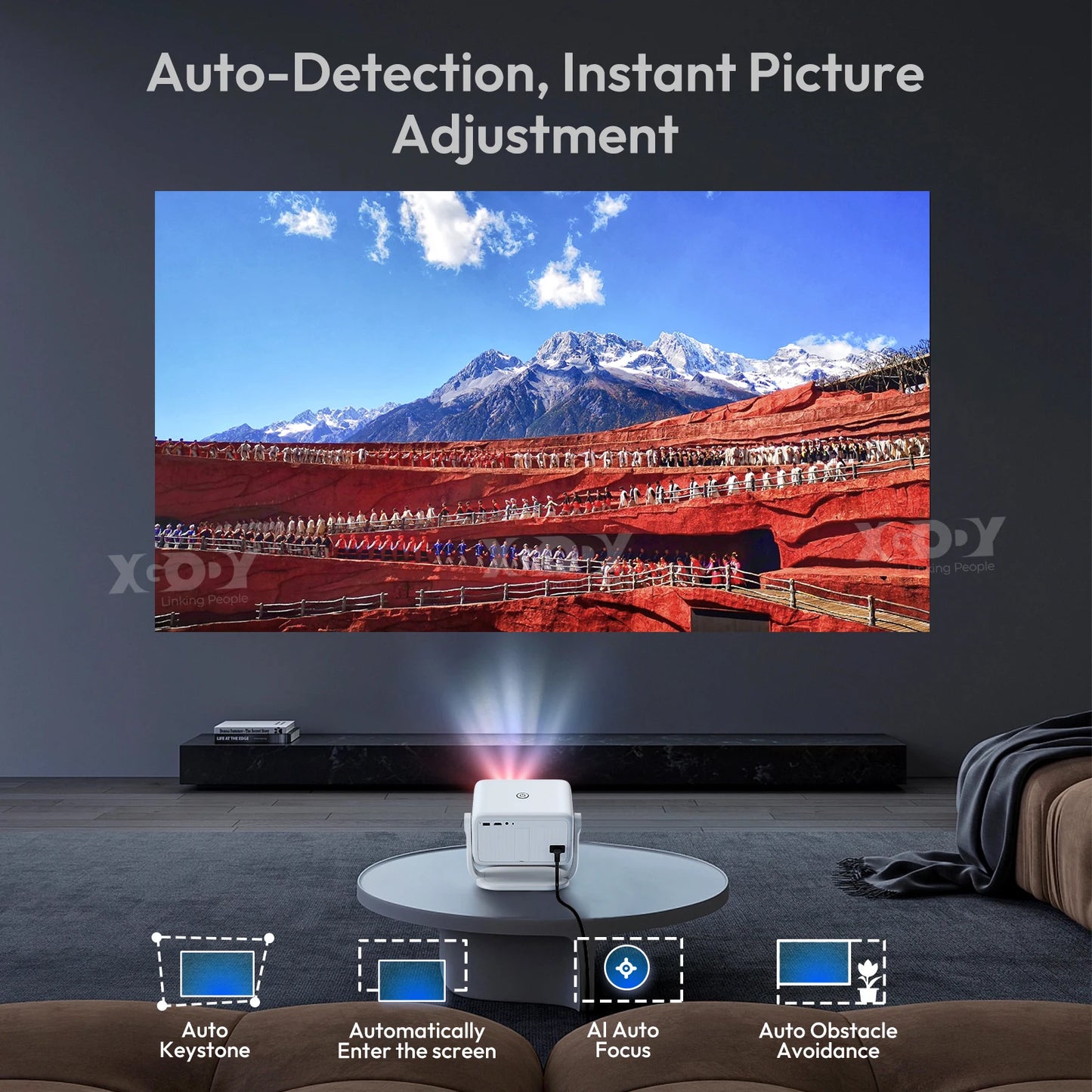 XGODY A6/N6 Projector Netflix Official Voice Control 500-600 ANSI Android 4K Beamer Native 1080P FHD WiFi Home Theater