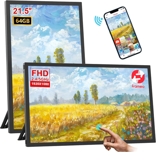 Frameo 21.5 Inch 64GB Smart WiFi Digital Photo Frame 1920x1080 FHD LCD Touch Screen,Best Christmas gift for friends and family