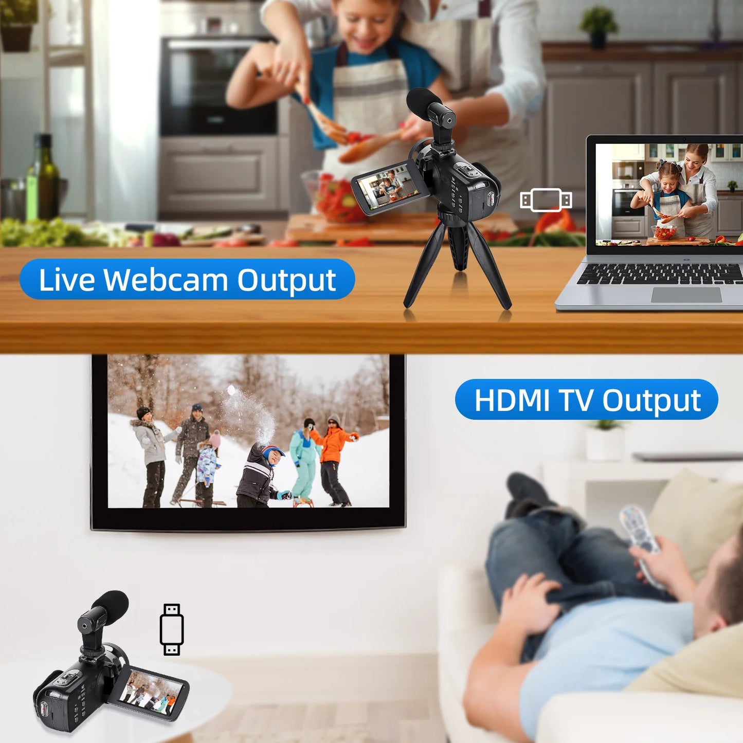 NBD 2.7K Video Camera 42MP Digital Camera Vlogging Camera for 3.0inch Flip Screen Camcorder with Remote Control