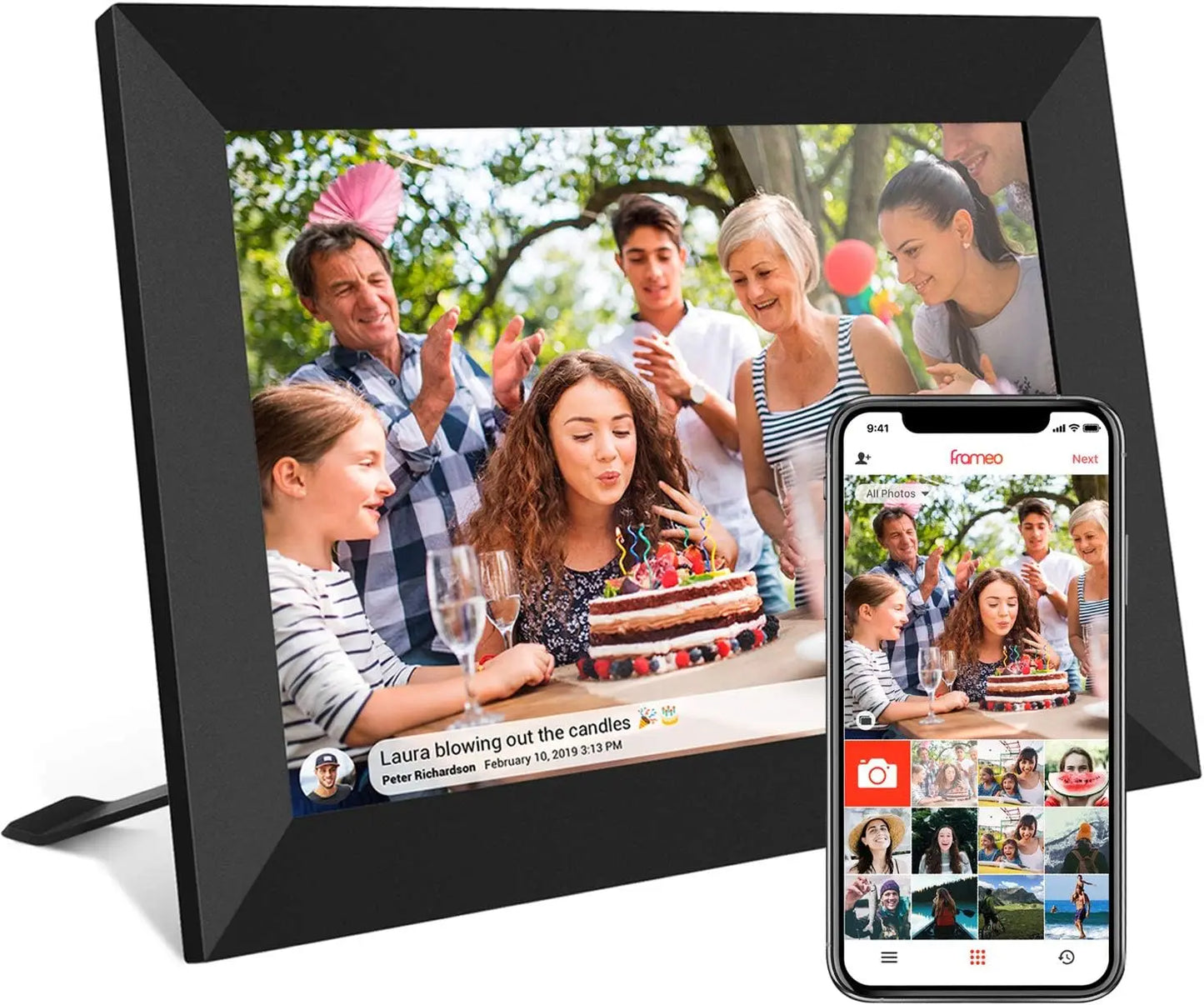 YENOCK WiFi Digital Photo Frame 32GB Memory With Frameo Support