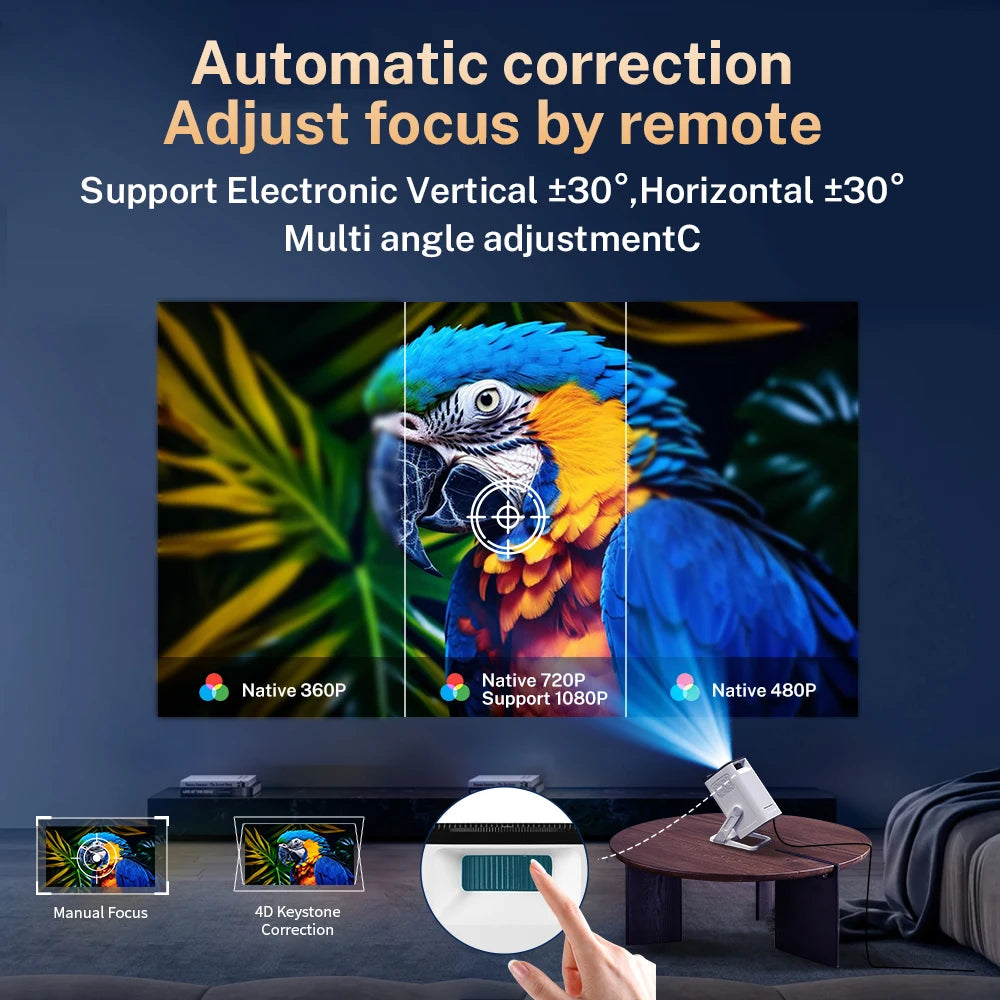 LynCast 4K Portable Proyector 1280P 400ANSI Movie Projector Compatible with TV Stick/Smartphone/HDMI/USB for Bedroom/ Outdoor Ca