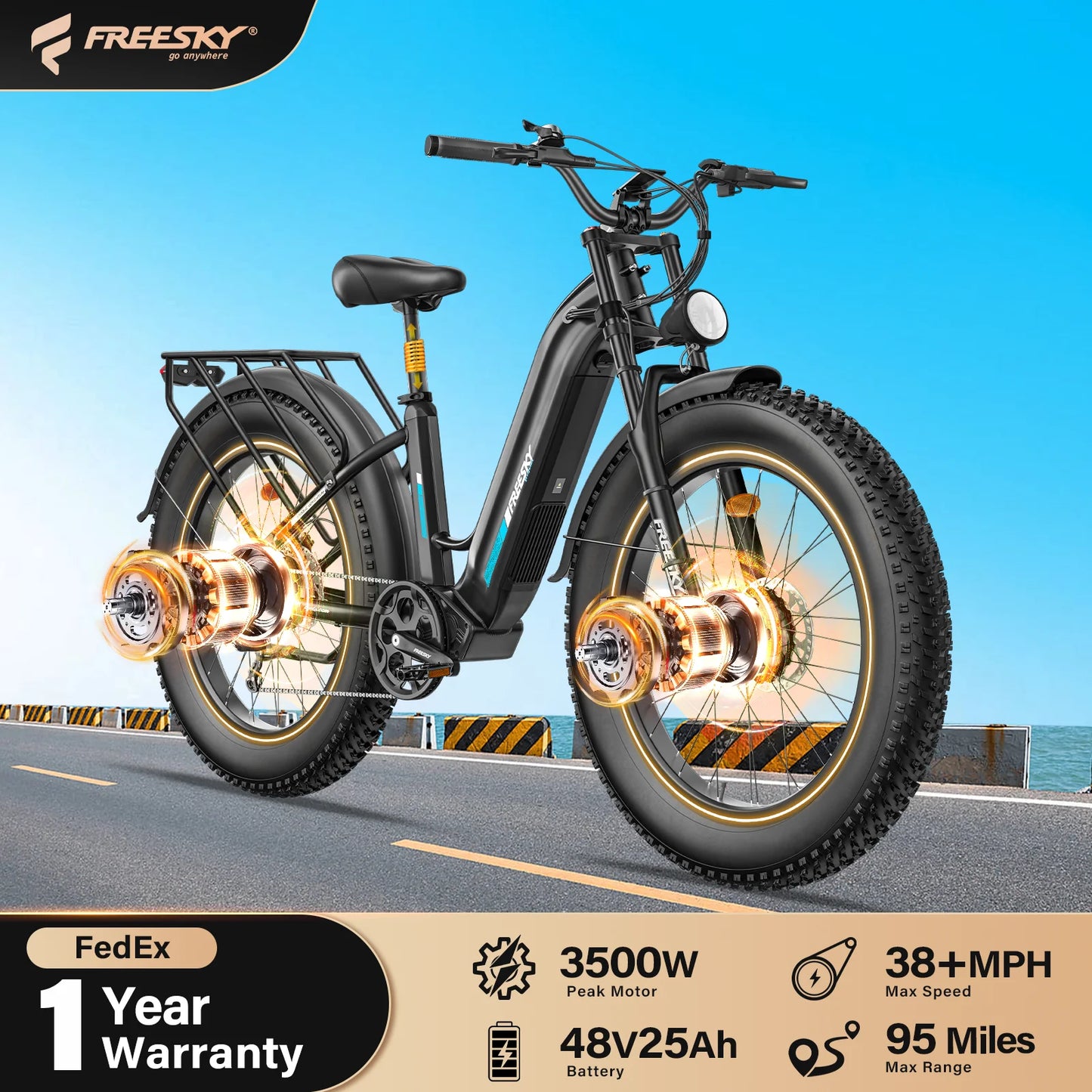 All Terrain Electric Bike 3500W Dual Motor For Adults