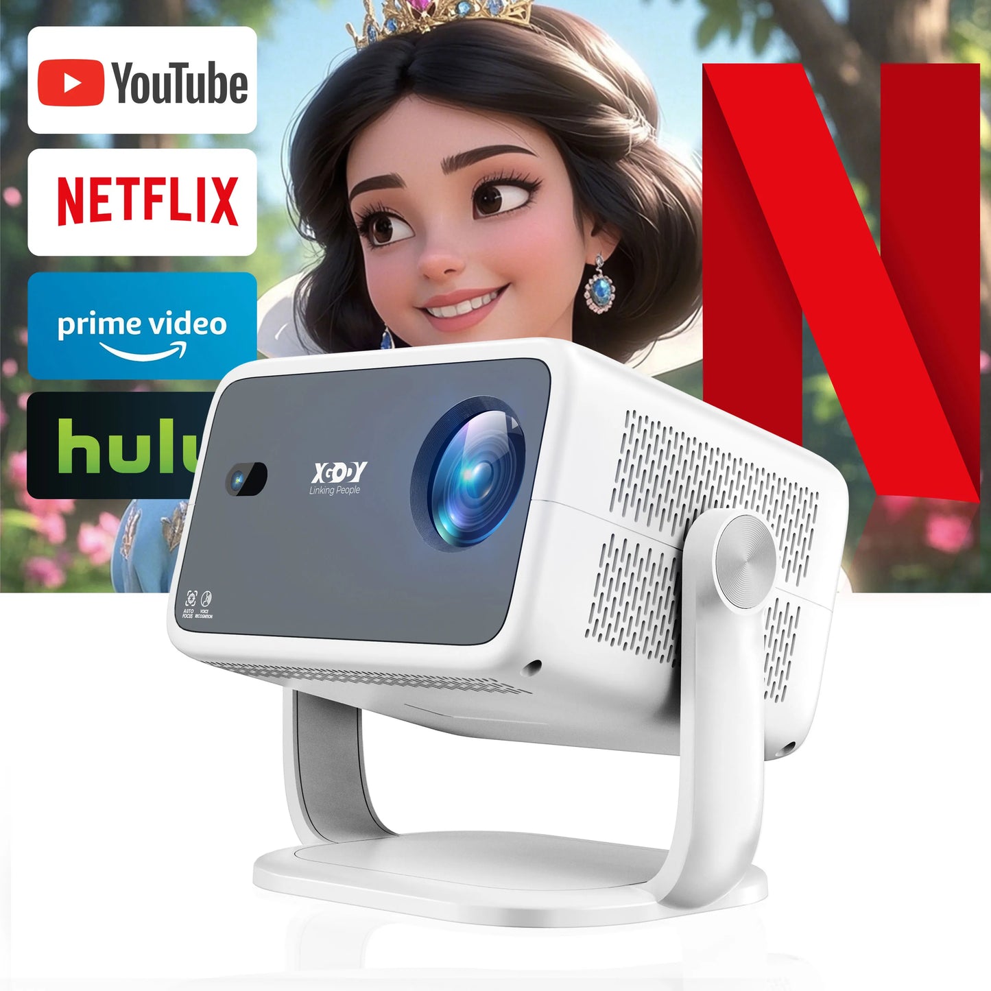 XGODY A6/N6 Projector Netflix Official Voice Control 500-600 ANSI Android 4K Beamer Native 1080P FHD WiFi Home Theater
