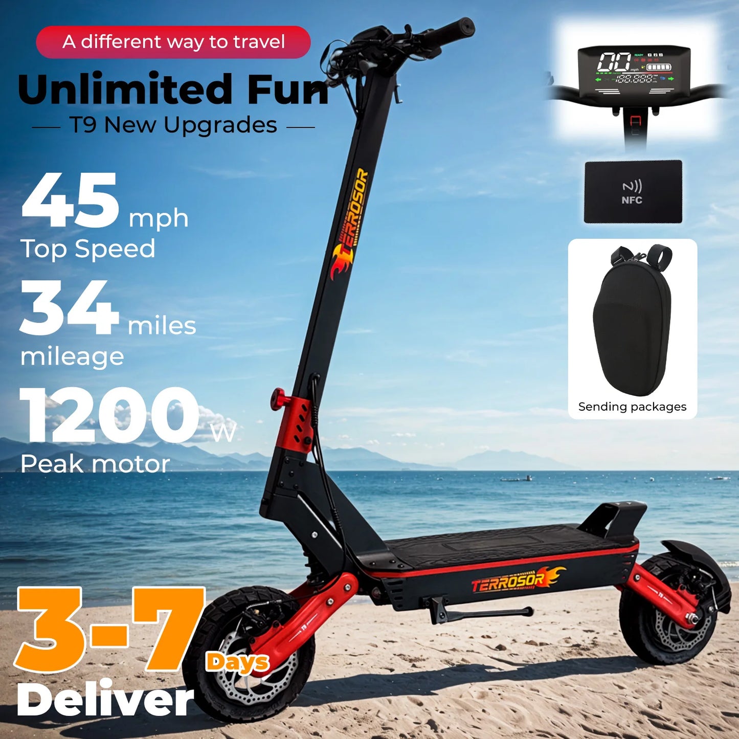LELEKUAIC 1200W Electric Scooter for Adults Dual Motor
