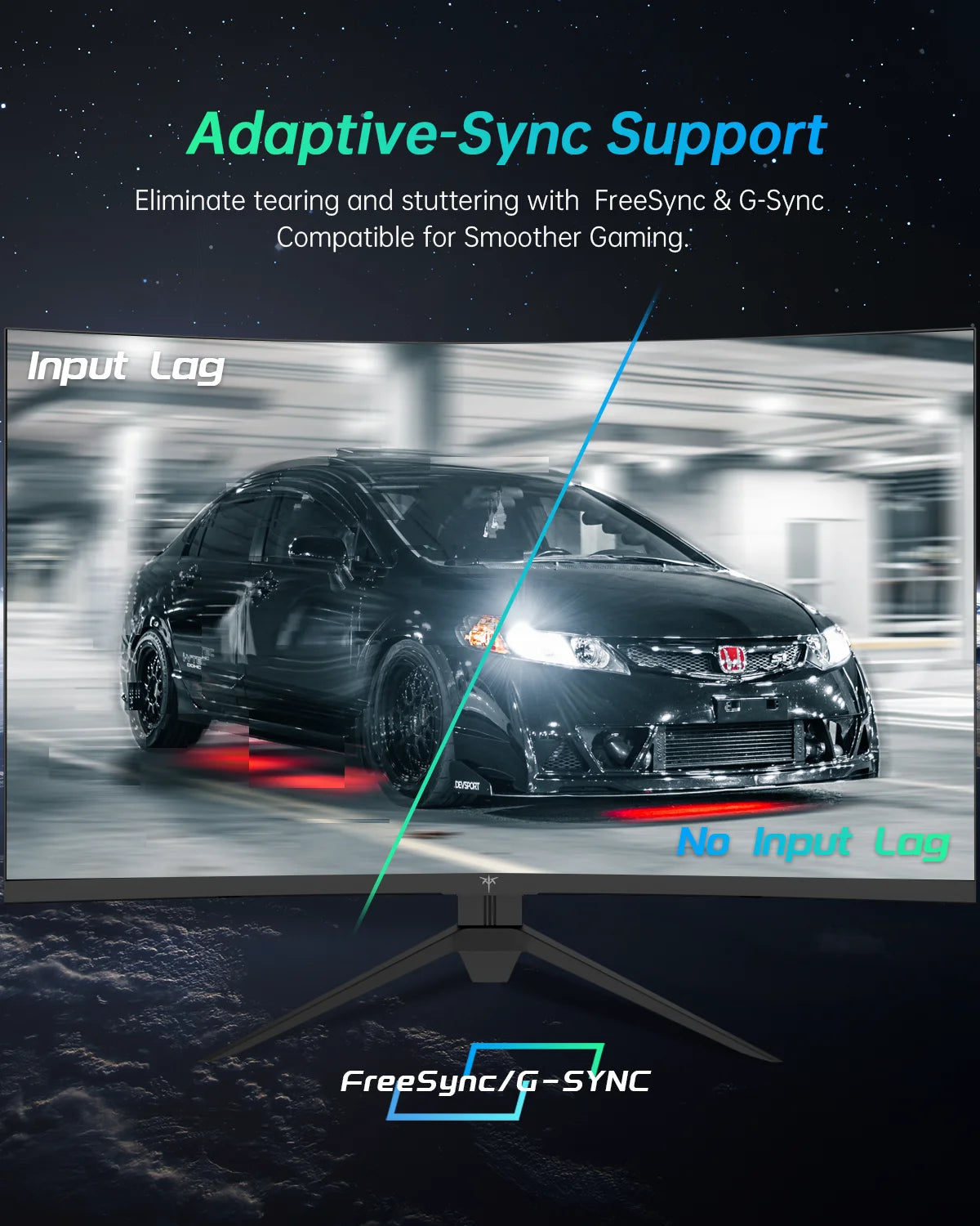 KTC Curved Gaming Monitor 2K QHD 180Hz HDR10 GSync